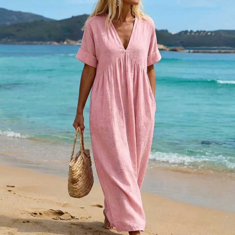 Serena – Relaxed V Neck Maxi Dress